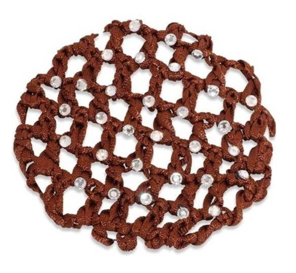 Ecotak Crochet Bun Hair Net with Diamontes - Brown