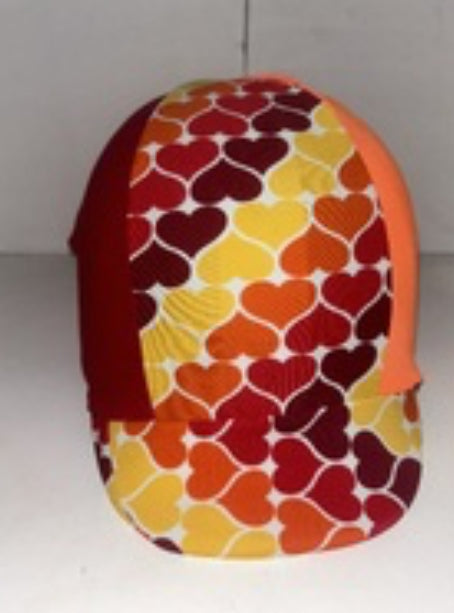Ecotak Lycra Helmet Cover - red & orange hearts
