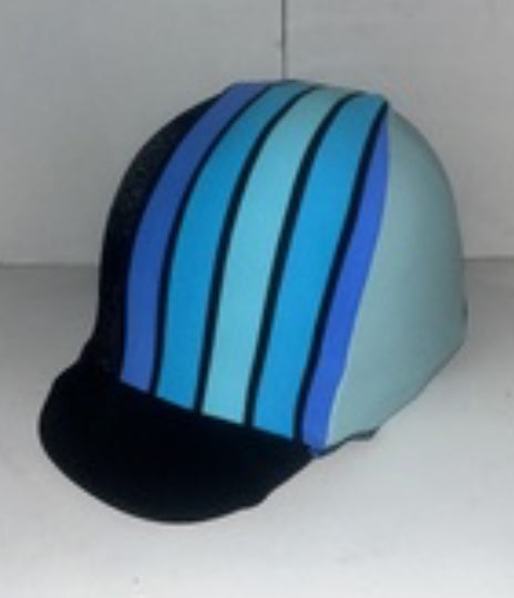 Ecotak Lycra Helmet Cover - black, blue stripes