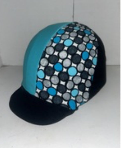 Ecotak Lycra Helmet Cover - black, blue & silver spots