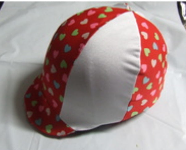 Ecotak Lycra Helmet Cover - red & white hearts