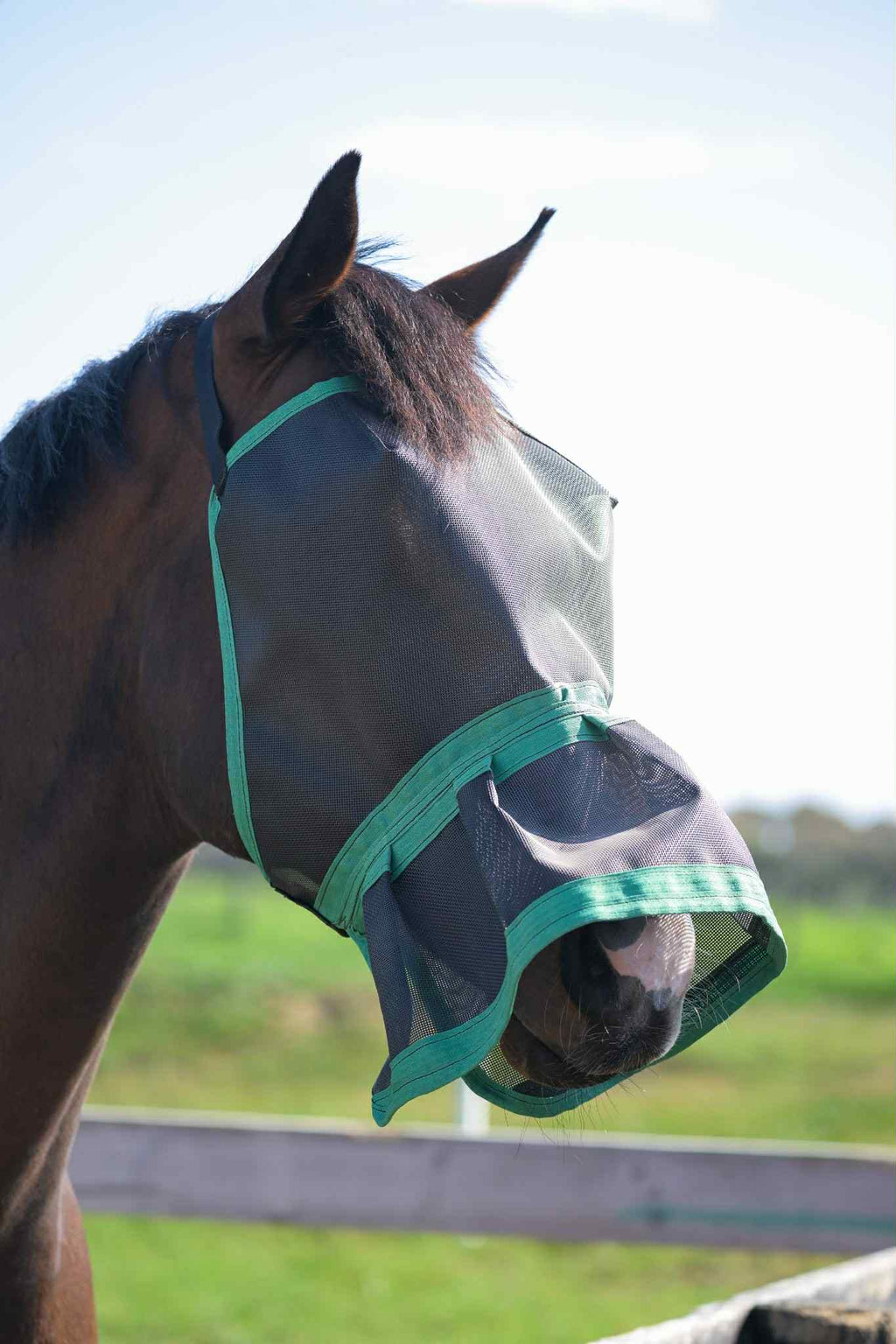 Ecotak Fly Mask/Veil with nose skirt/frill - Emerald Green