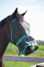 Ecotak Fly Mask/Veil with nose skirt/frill - Emerald Green