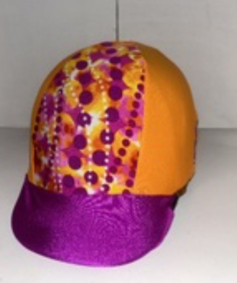 Ecotak Lycra Helmet Cover - pale & orange pattern