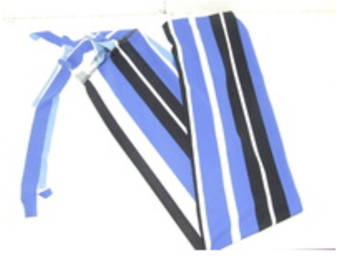 Ecotak Lycra Rugless Tail Bag - Black, blue & White Stripe Shetland