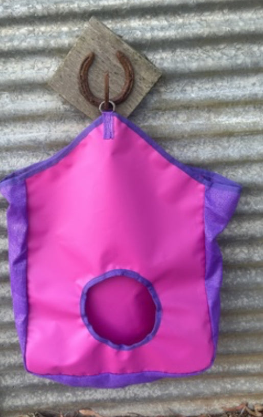 Ecotak PVC Hay Bag with mesh sides - pink & purple
