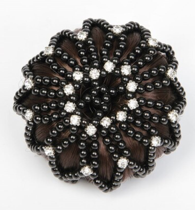 Harry’s Horse hair net bun cover crystal - black