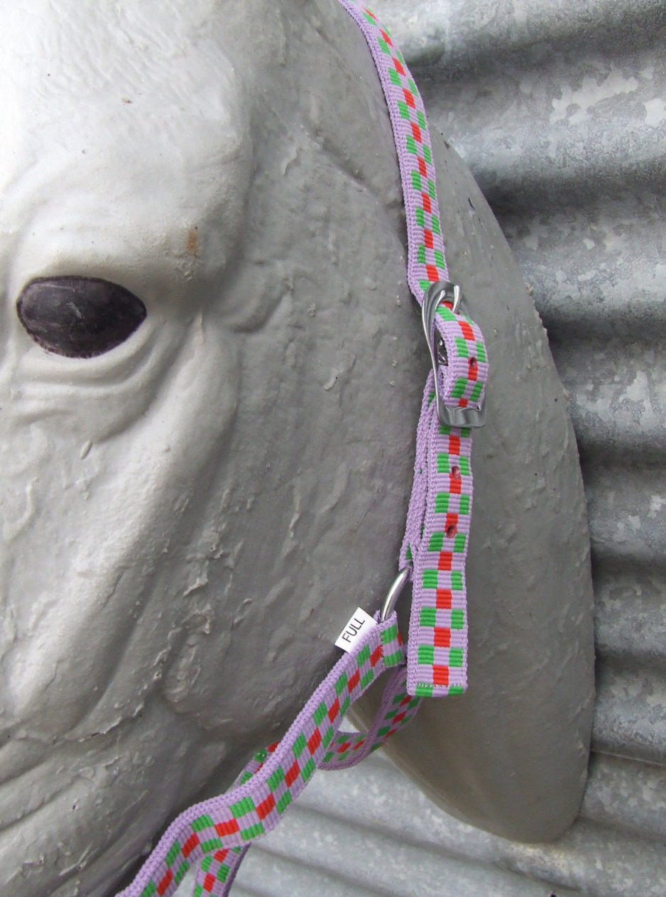 Ecotak purple check halter/headstall