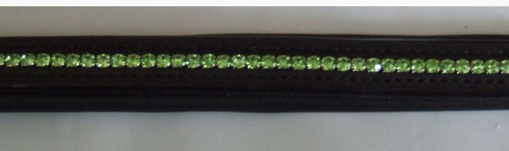 Ecotak black leather browband with pale green diamontes