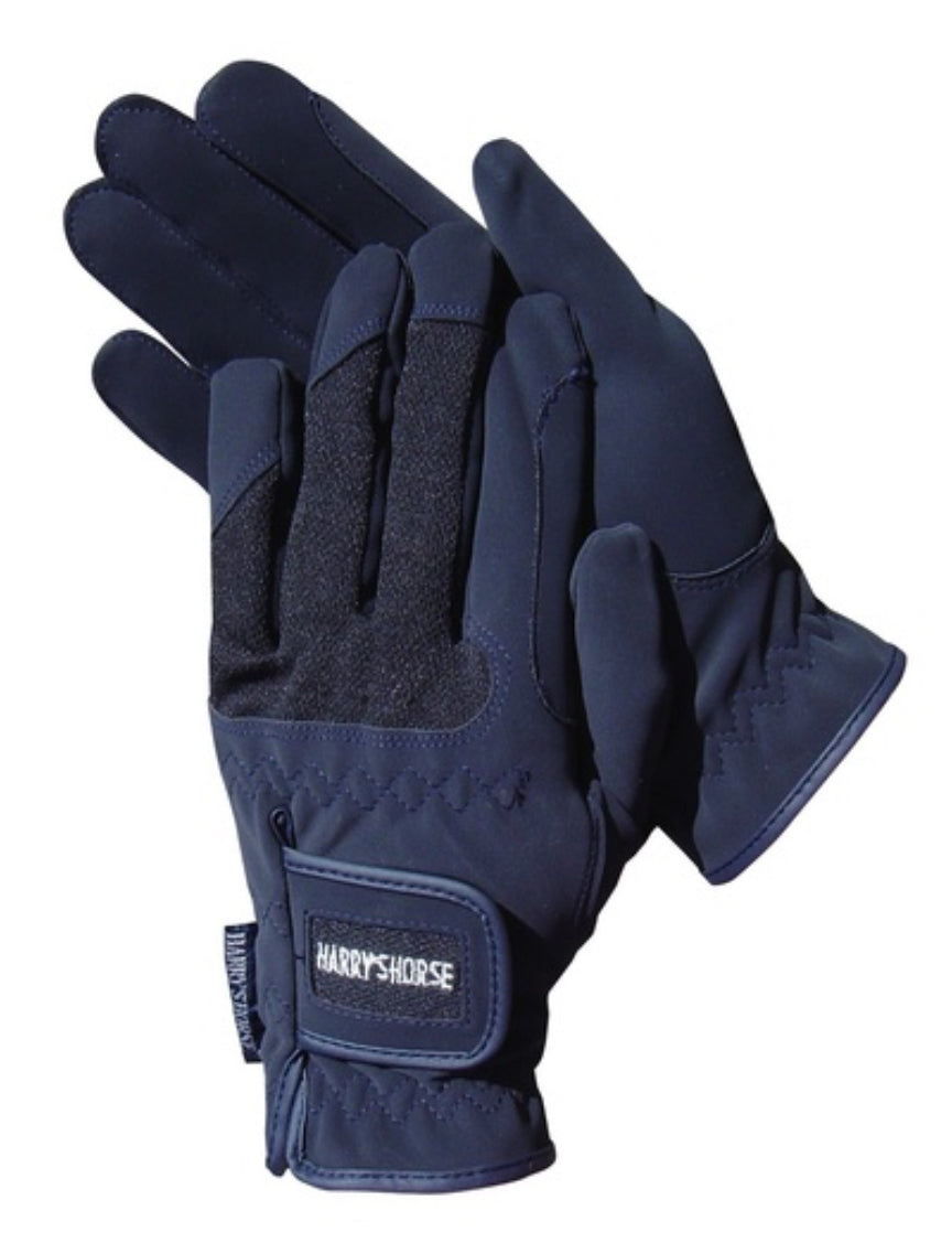 Harry's Horse Mesh Domy Suede Gloves - Navy Blue