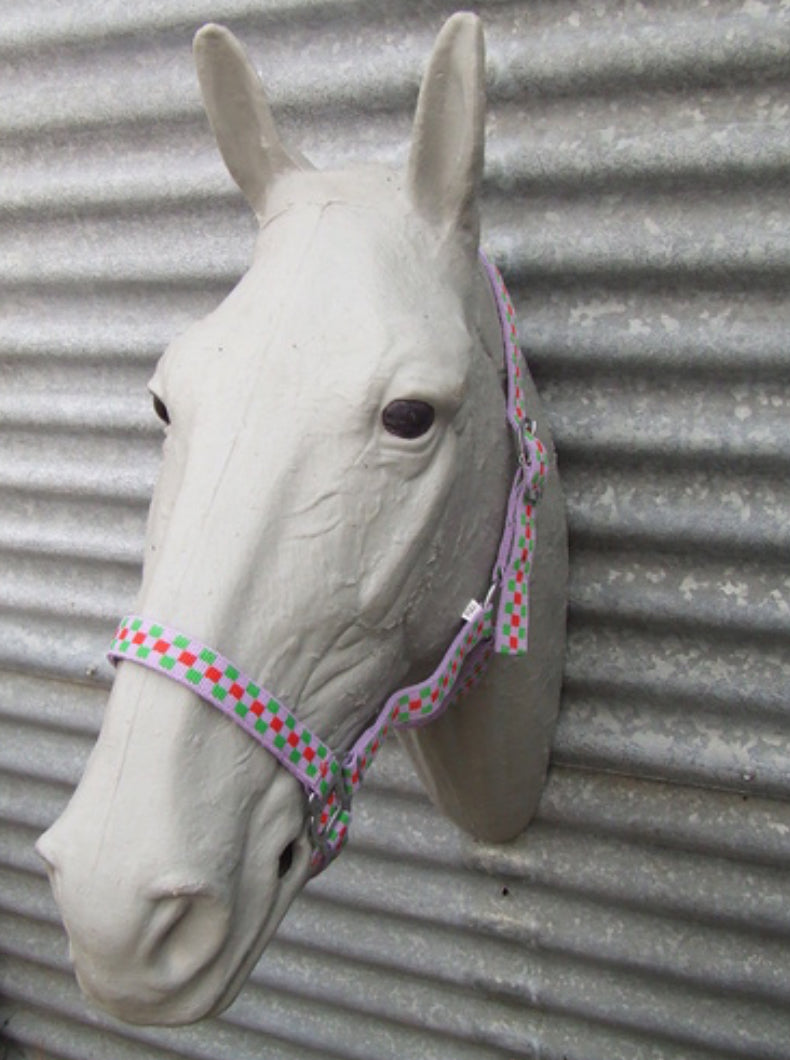 Ecotak purple check halter/headstall