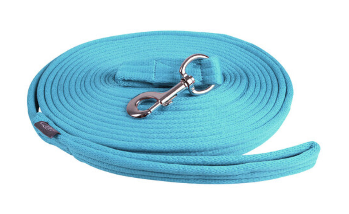 QHP Lunge Line Rein in Bag - Sky Blue