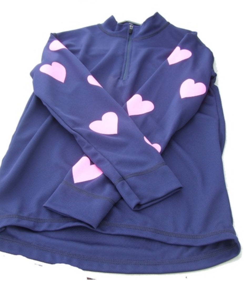 Equetech Cross Country Colours childrens Navy blue with pink hearts medium