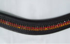 Ecotak black leather U Browband with black, red & gold crystals