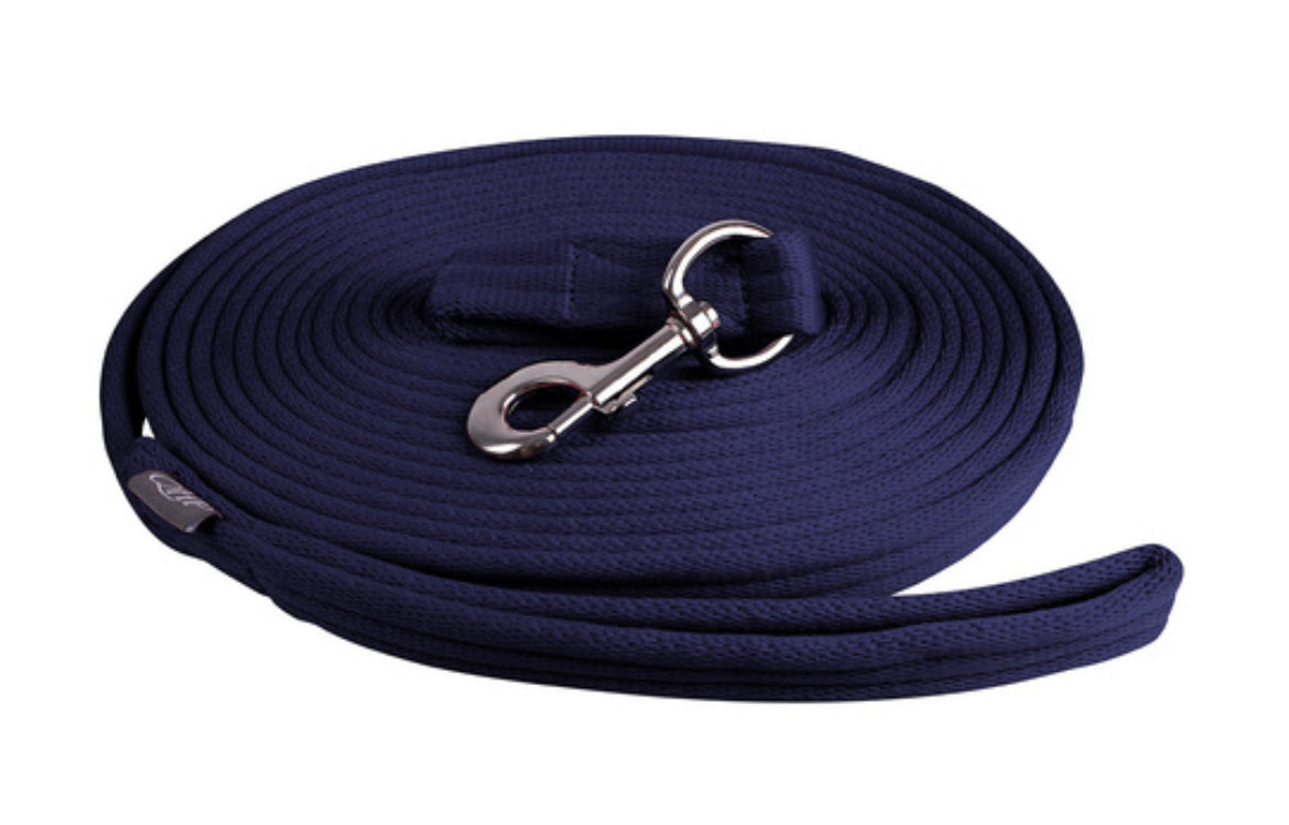 QHP Lunge Line Rein in Bag - Blue