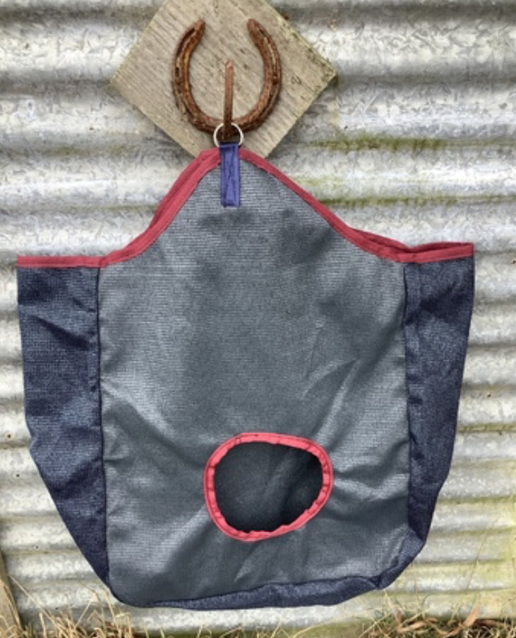 Ecotak PVC  Shademesh Hay Bag - grey, navy and red