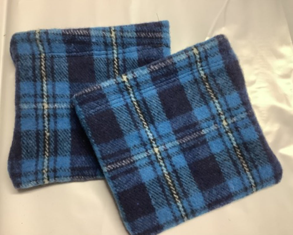 Wool stirrup covers - blue check