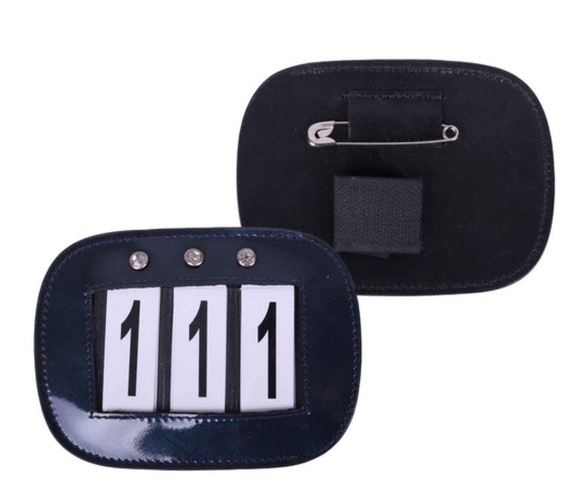 QHP bridle or saddle cloth number with rhinestones - navy