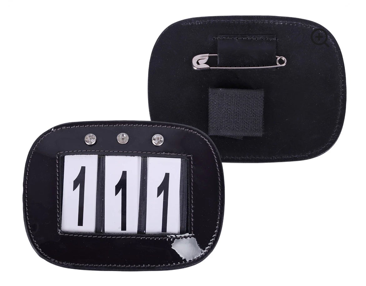 QHP bridle or saddle cloth number with rhinestones - black
