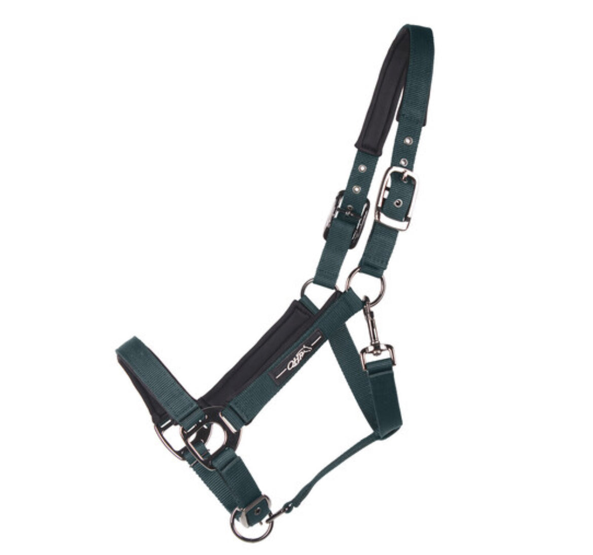 QHP Headcollar Deluxe - Bottle Green Halter/Headstall