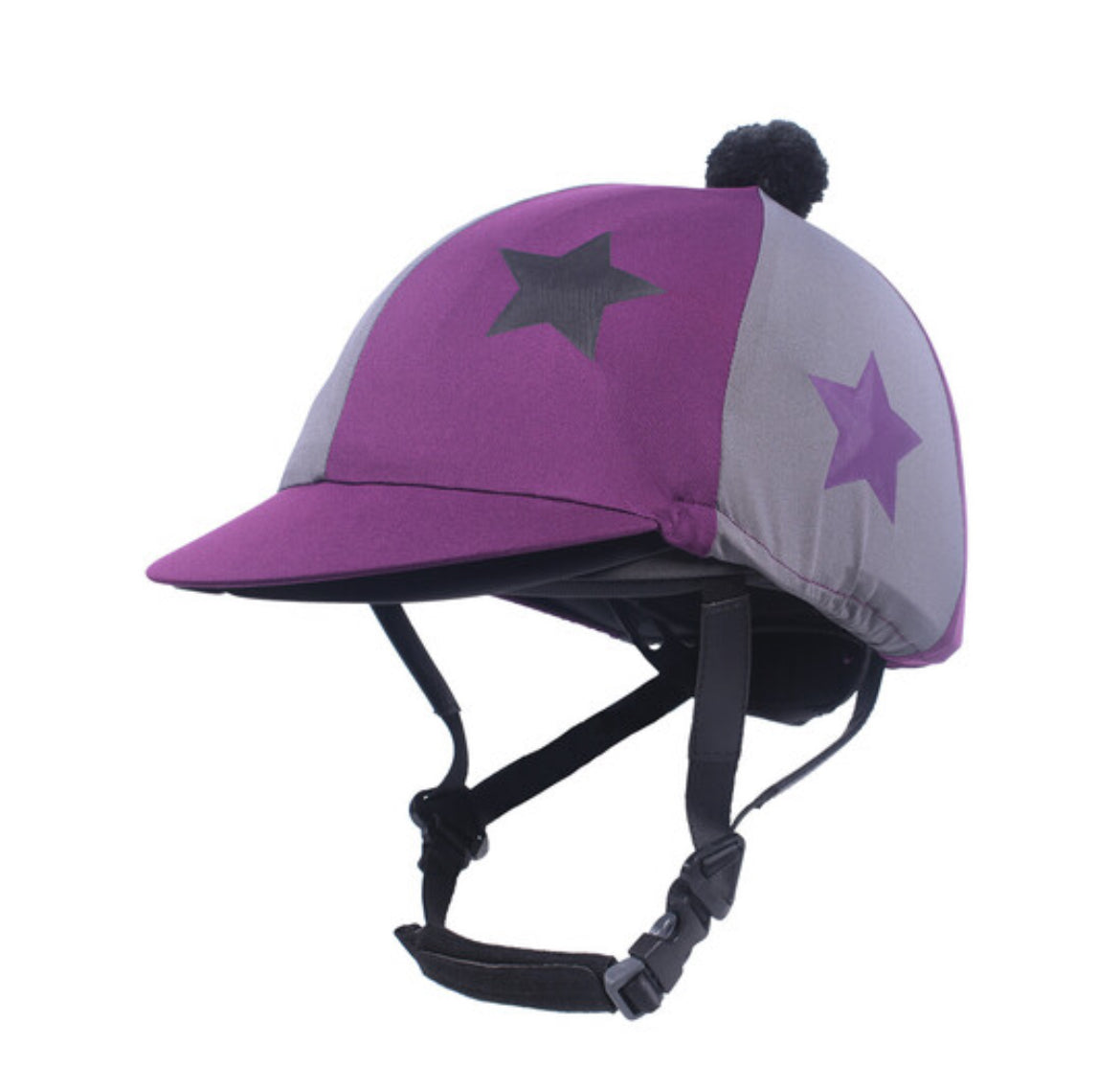 QHP Vegas Helmet Cover - Berry, plum & grey with stars