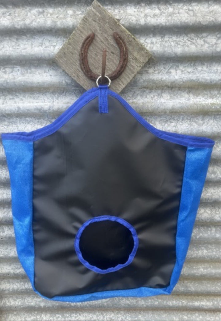 Ecotak PVC Hay Bag with mesh sides - black & royal blue