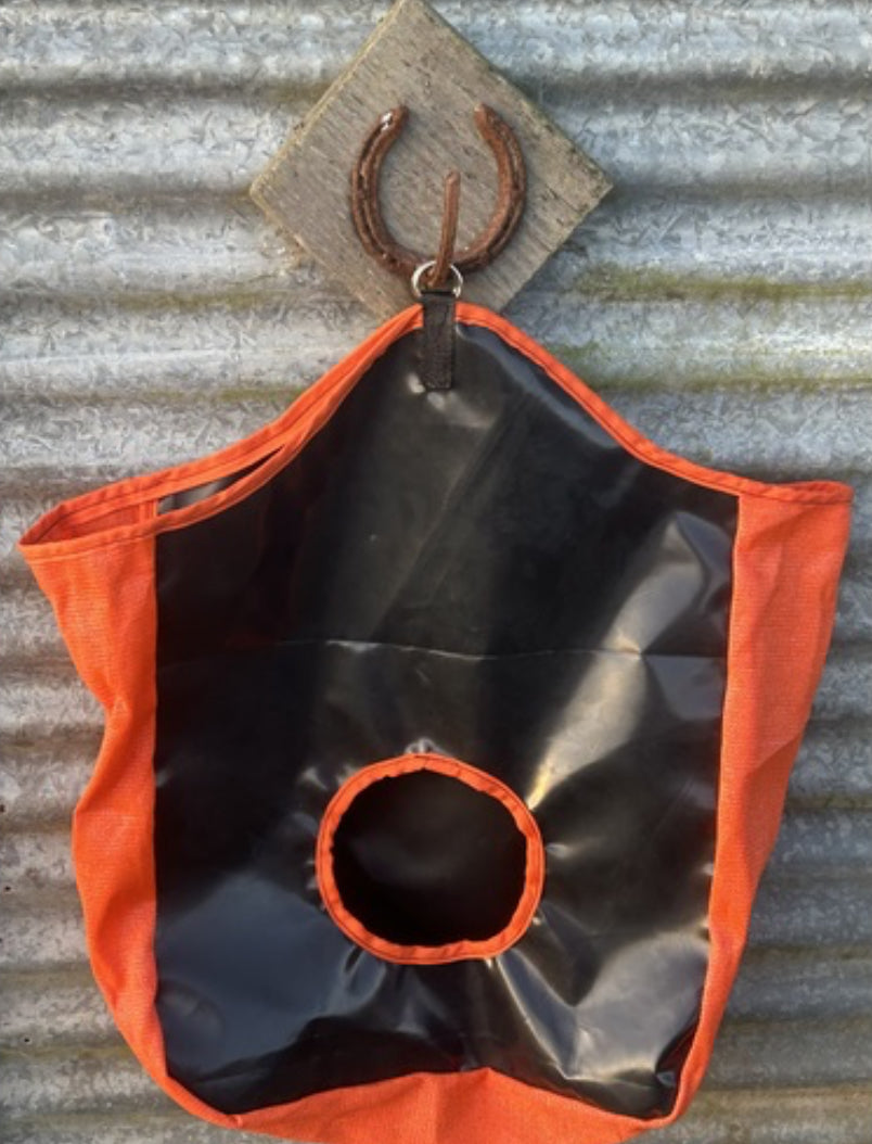 Ecotak PVC Hay Bag with mesh sides - black & orange