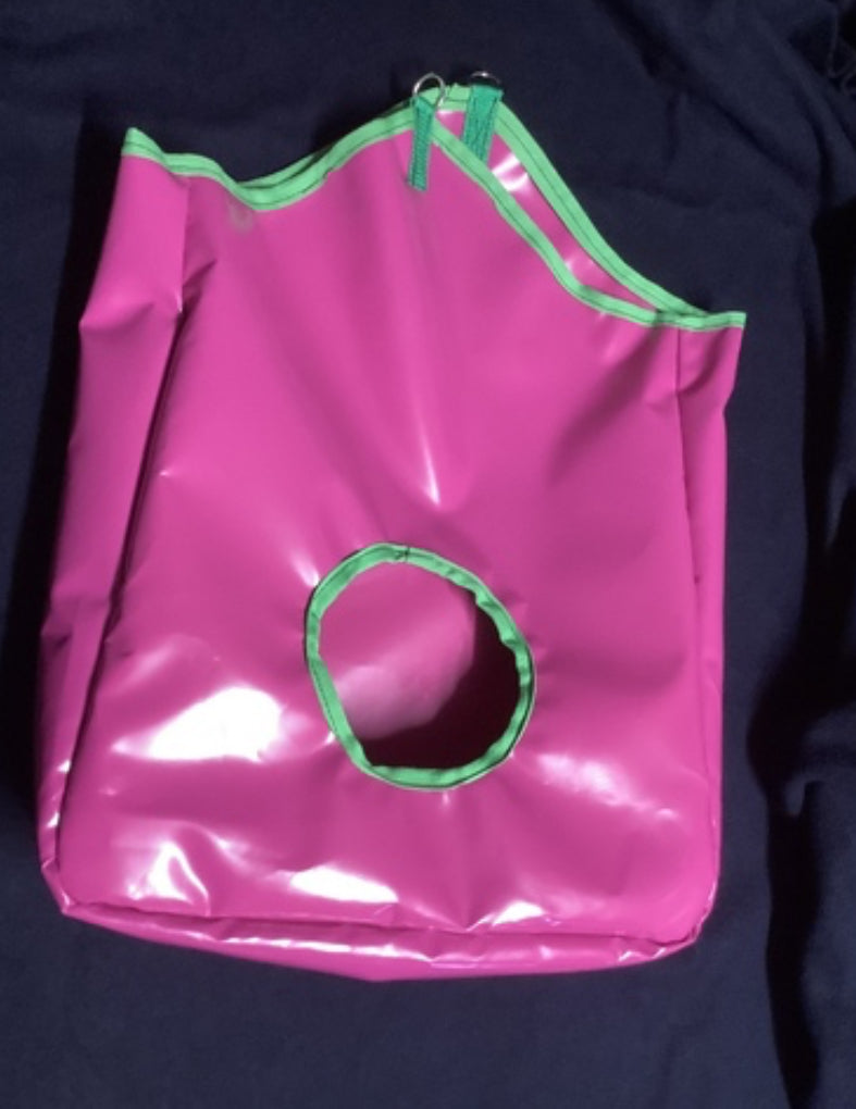 Ecotak PVC Hay Bag - pink & Lime Green