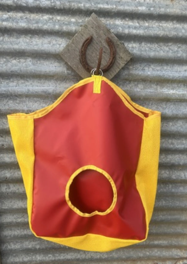 Ecotak PVC Hay Bag with mesh sides - red & yellow
