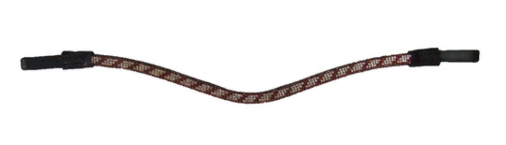Ecotak black leather U browband with red & white crystals