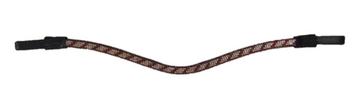 Ecotak black leather U browband with red & white crystals