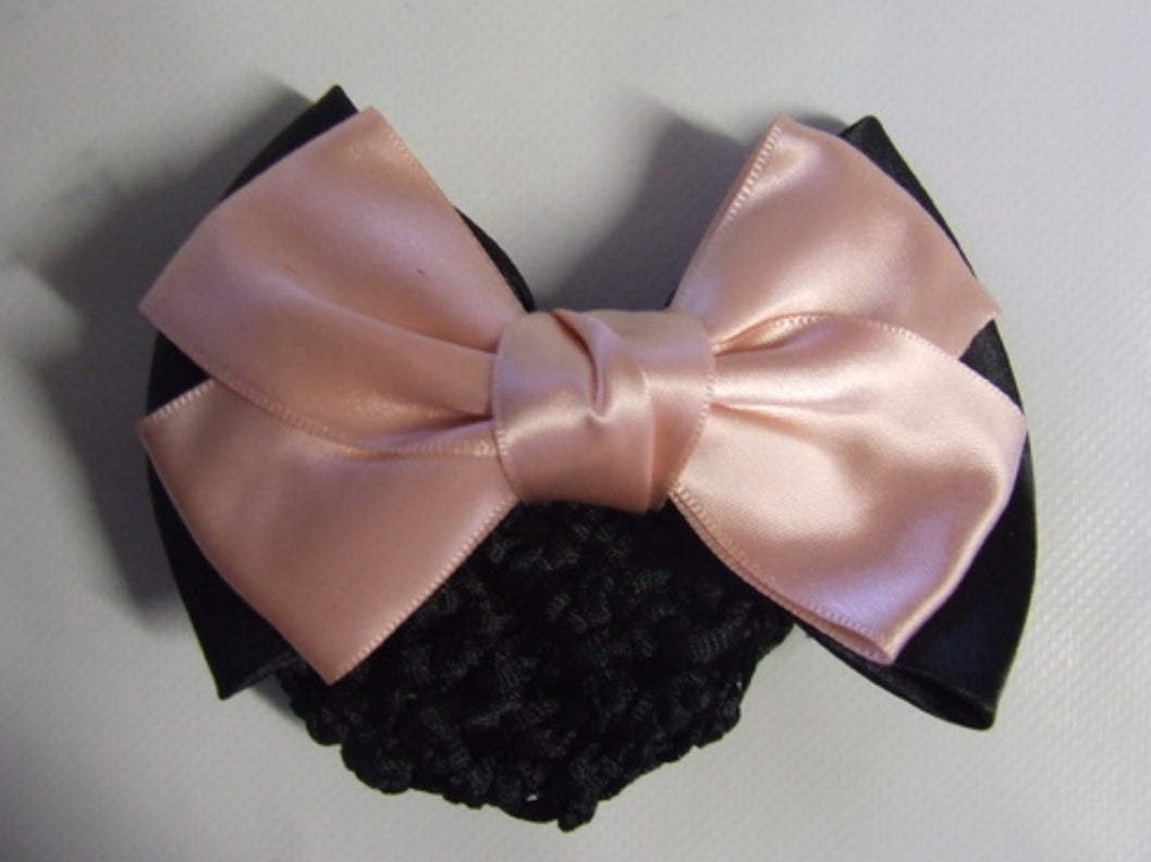 Ecotak Hair Clip with Net - black & peach bow