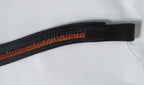 Ecotak black leather U Browband with black, red & gold crystals