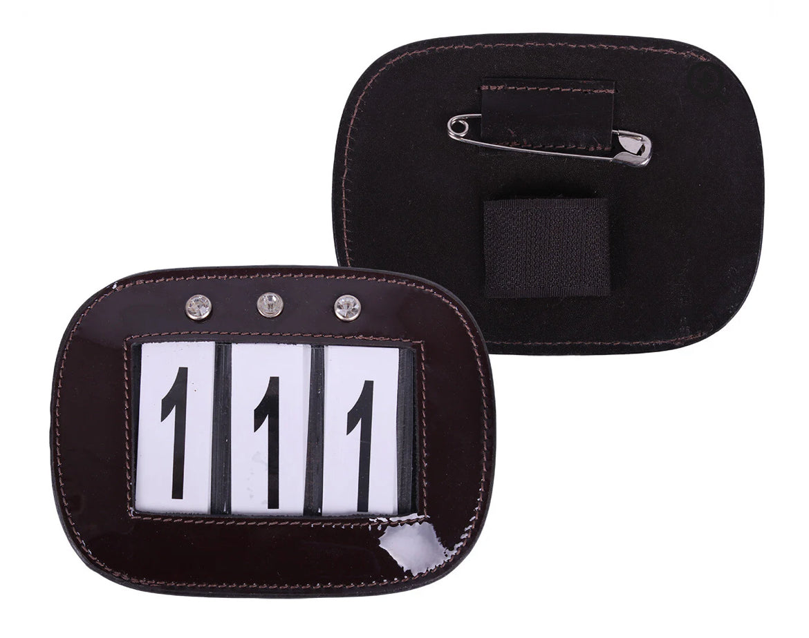 QHP bridle or saddle cloth number with rhinestones - brown