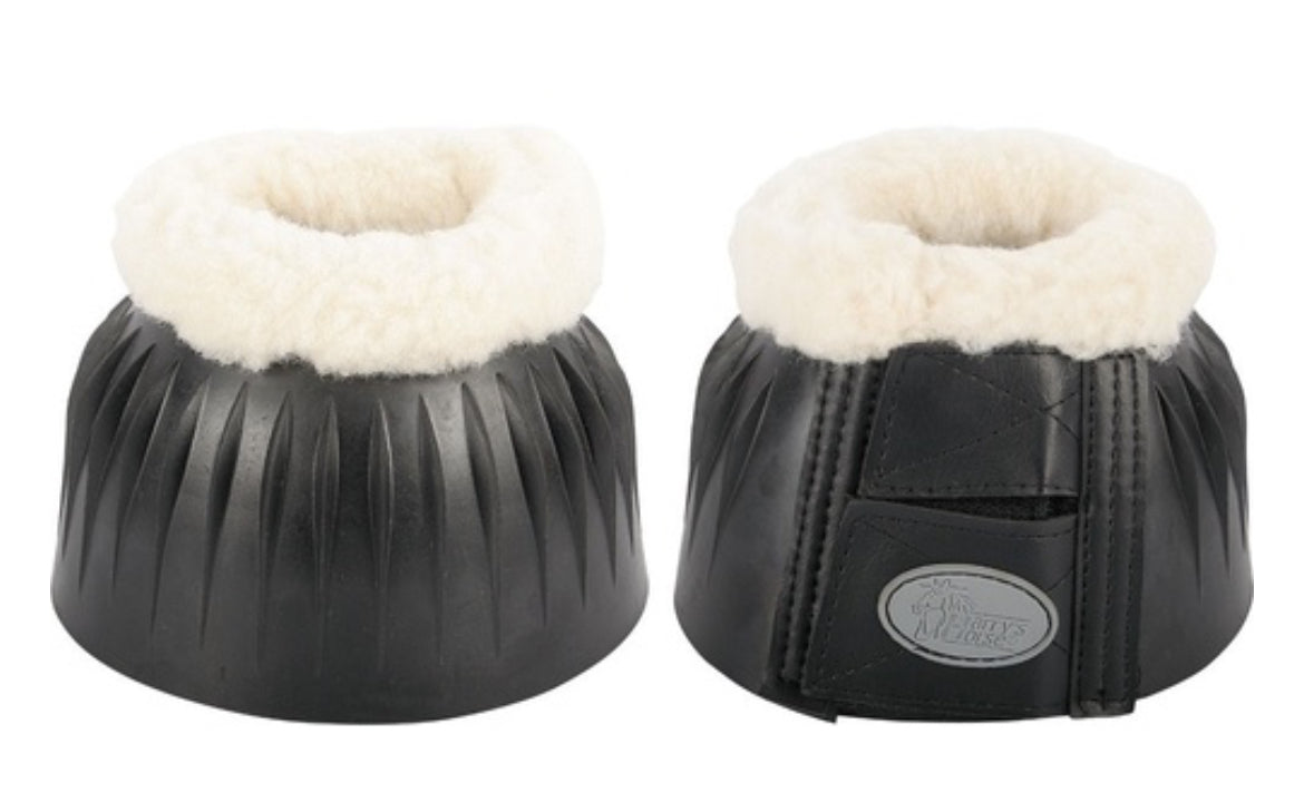 Harrys Horse Rubber Over reach bell boots with fleece - Black