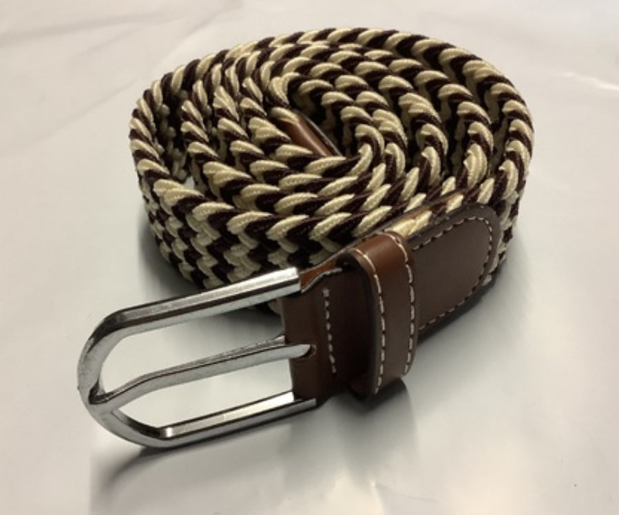 Ecotak Stretchy Webbing Belt - Beige & Brown