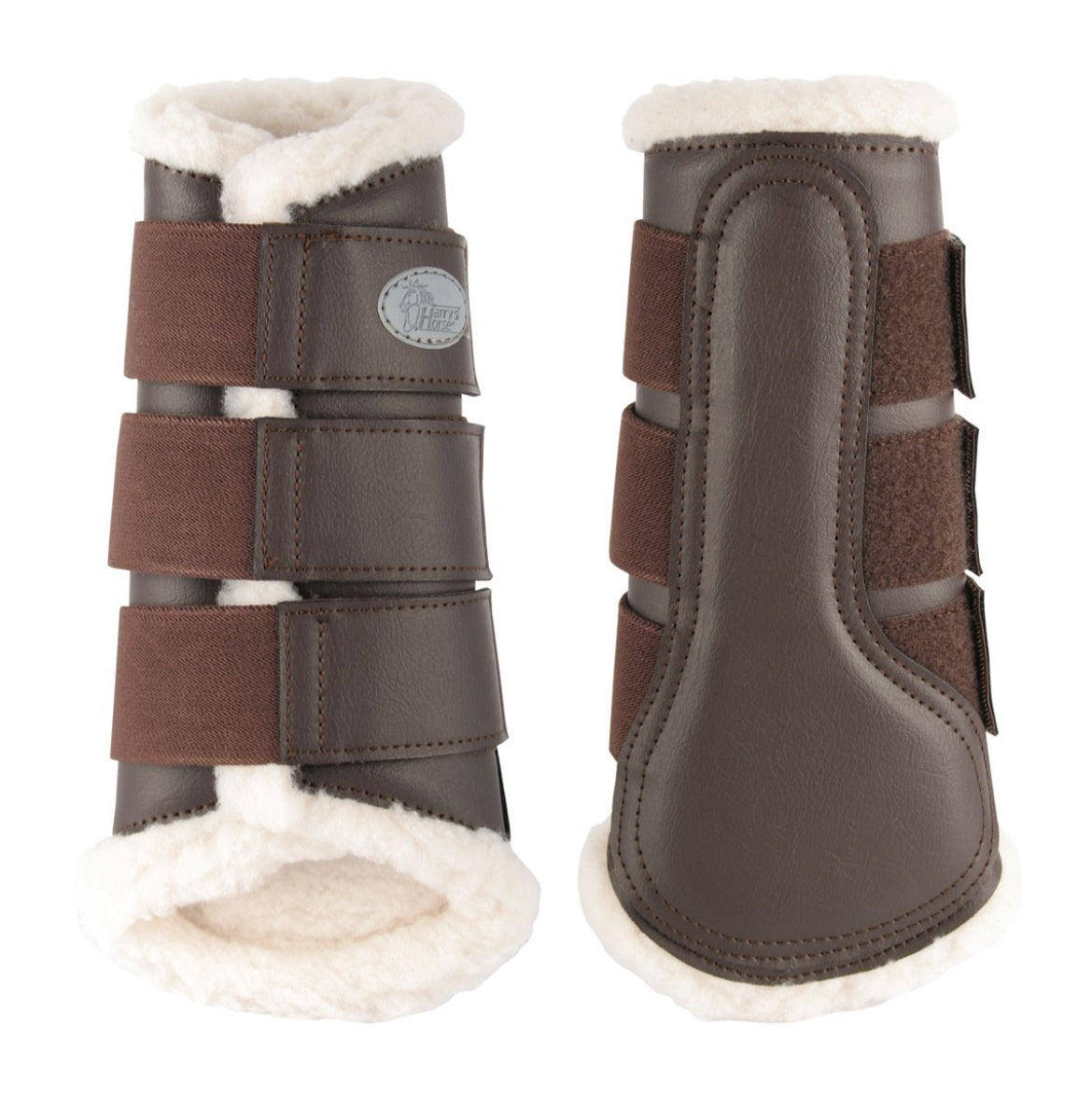 Flextrainer Horse Protection Boots with Fleece Lining. Brown