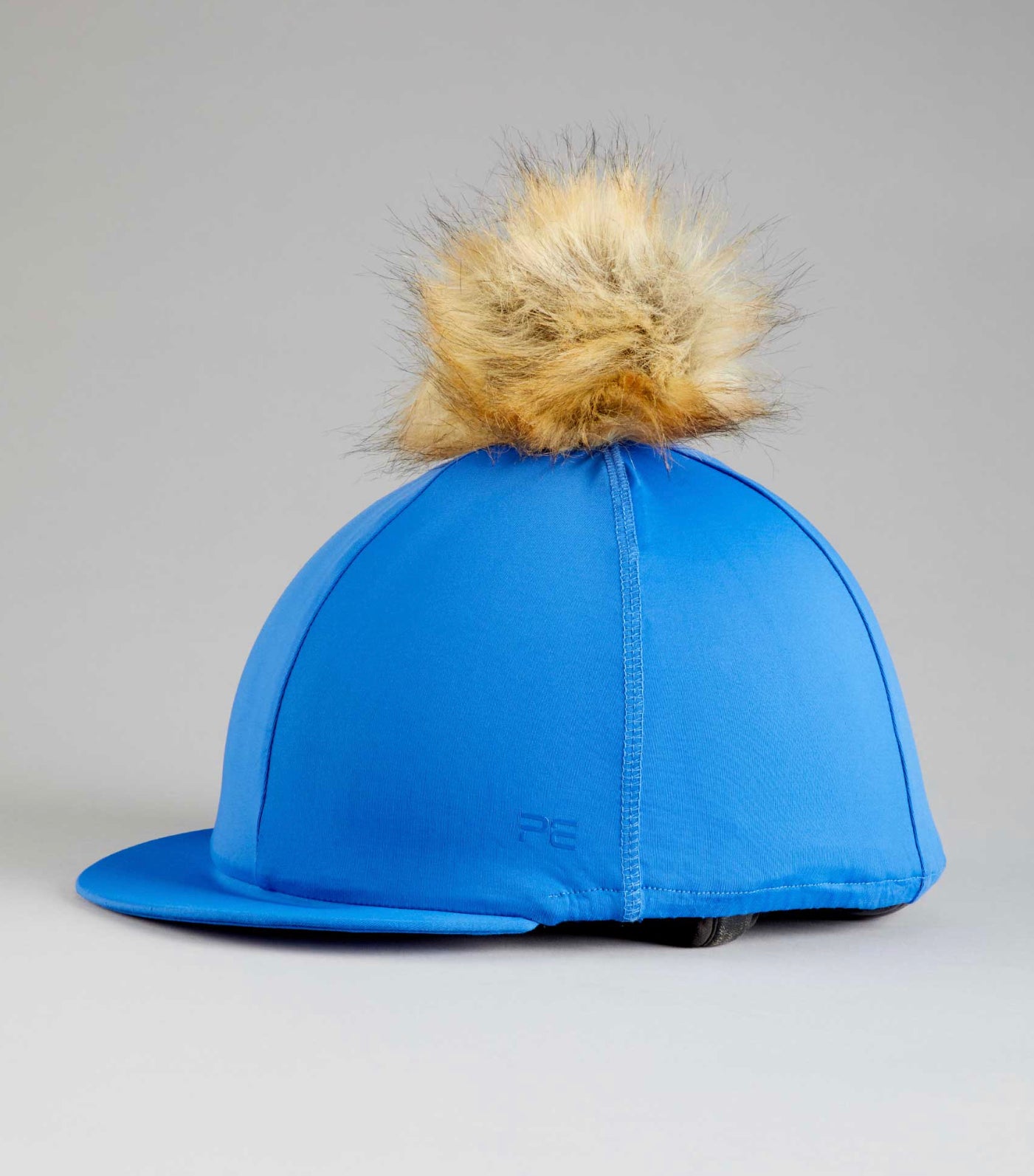 Premier Equine PEI Jersey Hat Silk/helmet cover with faux fur pom pom royal